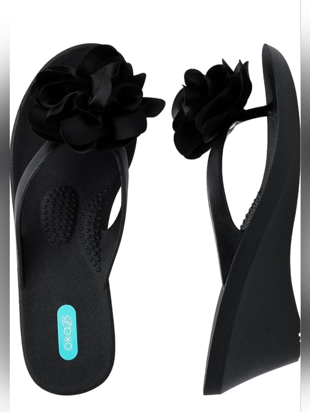 Oka-B Women's Kana Wedge Flower Flip Flop Sandals
